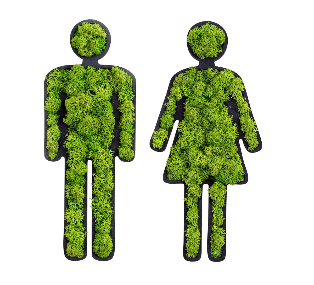 Moss pictogram signs made of reindeer moss